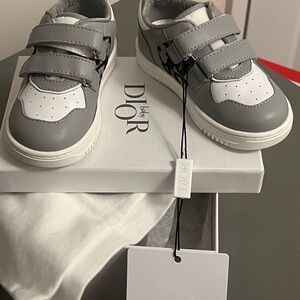 Dior Kids Gray and White Sneakers